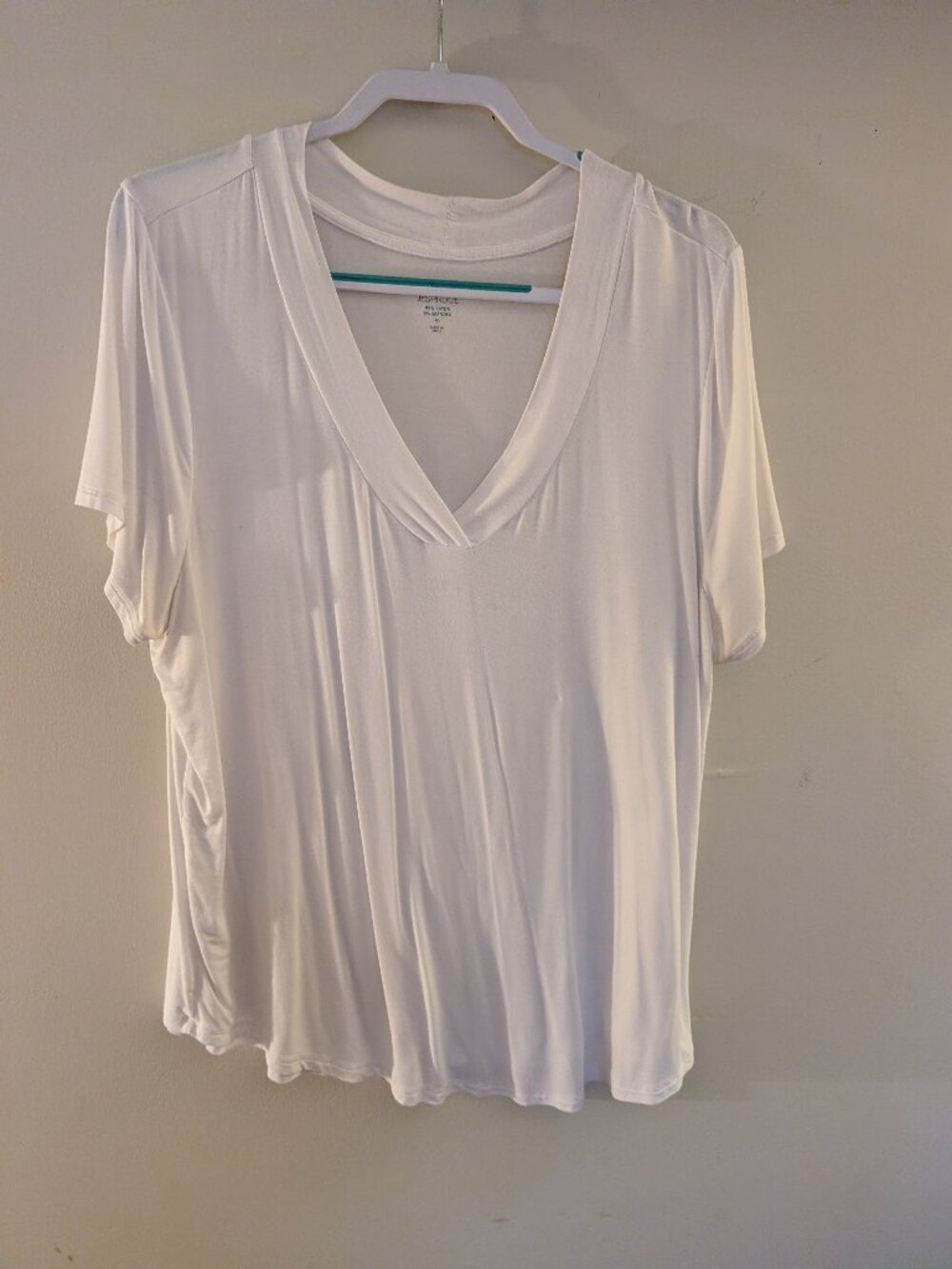 Market & Spruce Erin Overlap V-Neck Tee, White, XXL